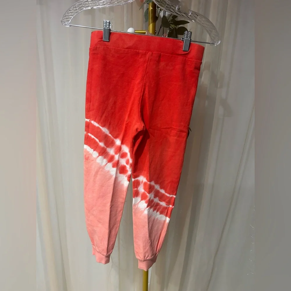 Central Park West Tie Dye Jogger Sweatpants Youth Medium Pink Red Lounge Pants